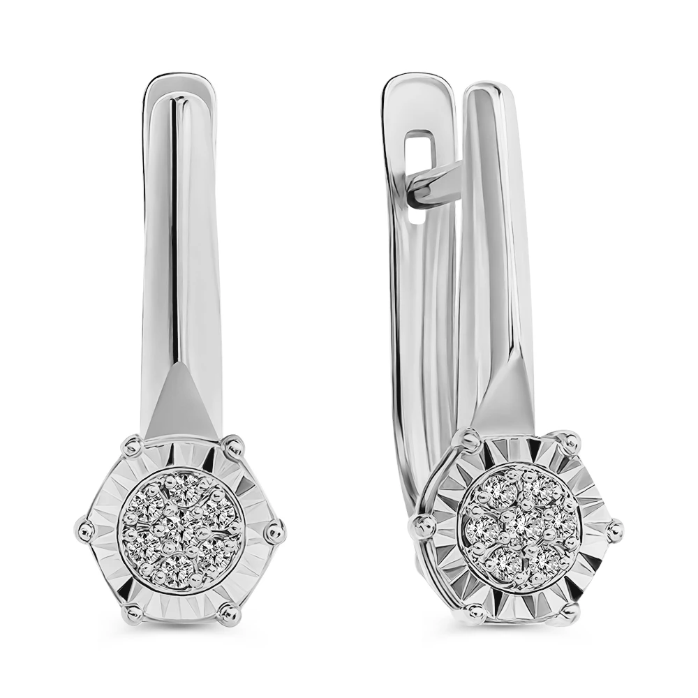 Серьги с бриллиантами из белого золота 585 пробы