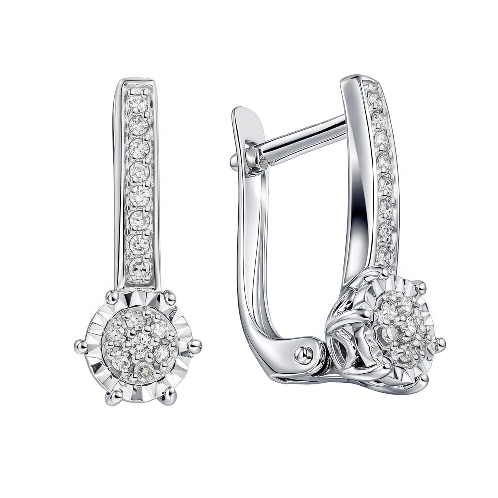 Серьги с бриллиантами из белого золота 585 пробы