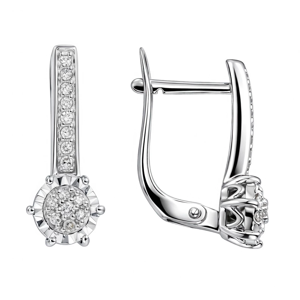 Серьги с бриллиантами из белого золота 585 пробы