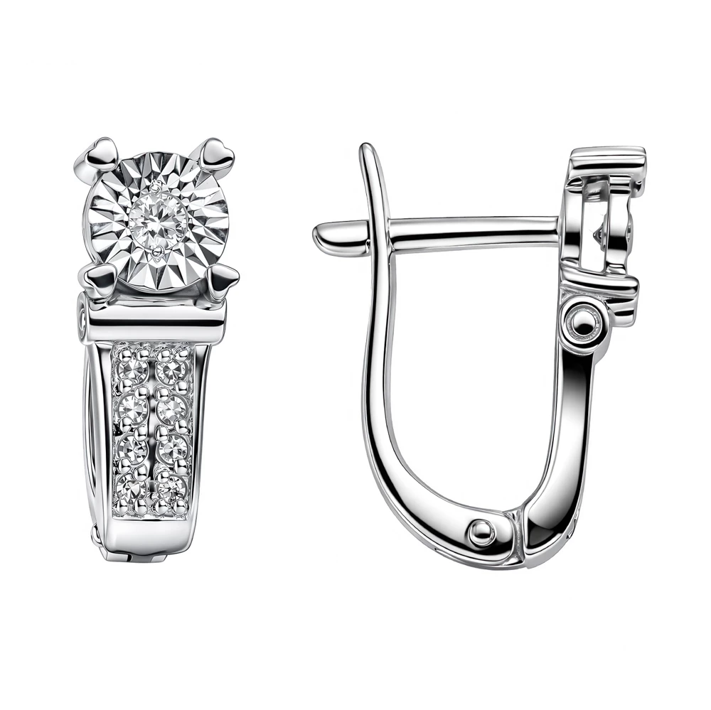 Серьги с бриллиантами из белого золота 585 пробы