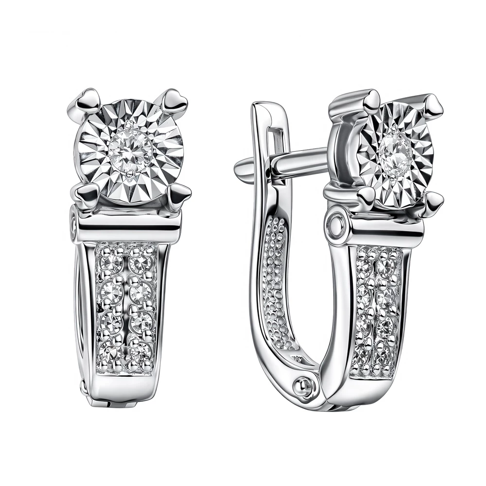 Серьги с бриллиантами из белого золота 585 пробы