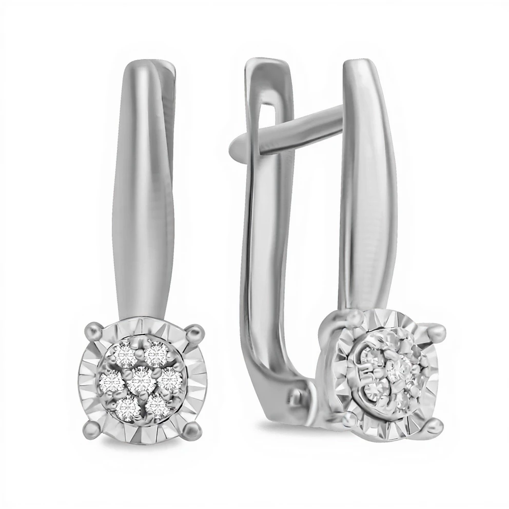 Серьги с бриллиантами из белого золота 585 пробы
