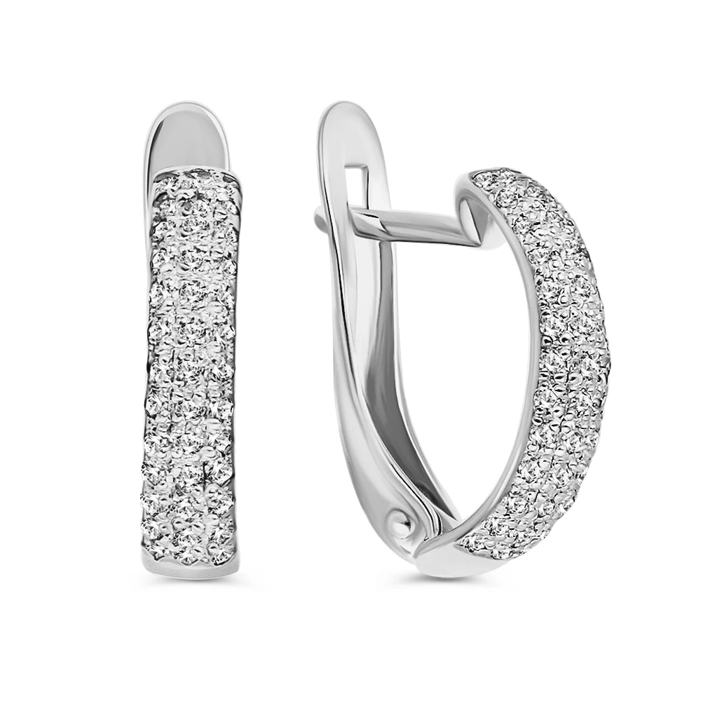 Серьги с бриллиантами из белого золота 585 пробы