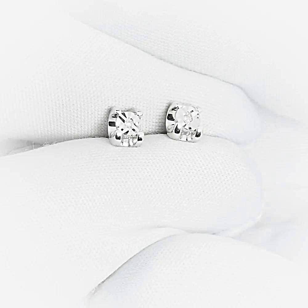 Серьги с бриллиантами из белого золота 585 пробы