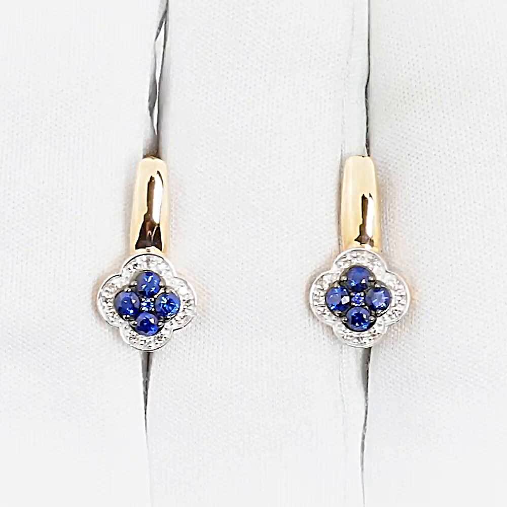 Серьги с сапфирами и бриллиантами из красного золота 585 пробы