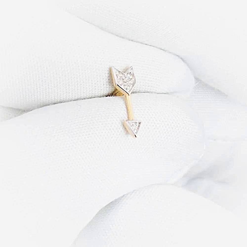 Серьга с бриллиантами из красного золота 585 пробы