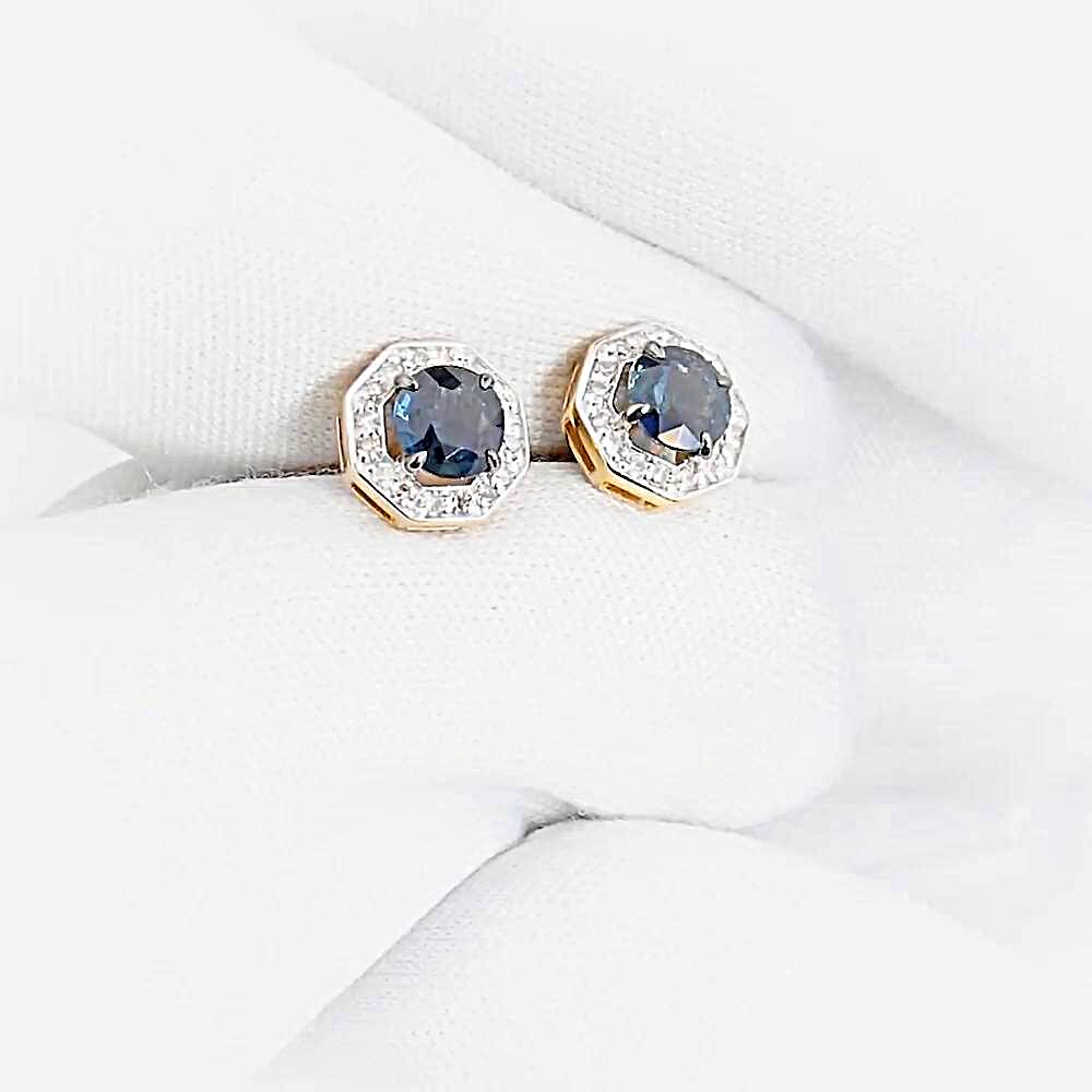 Серьги с сапфирами и бриллиантами из красного золота 585 пробы Серьги с сапфирами и бриллиантами из красного золота 585 пробы