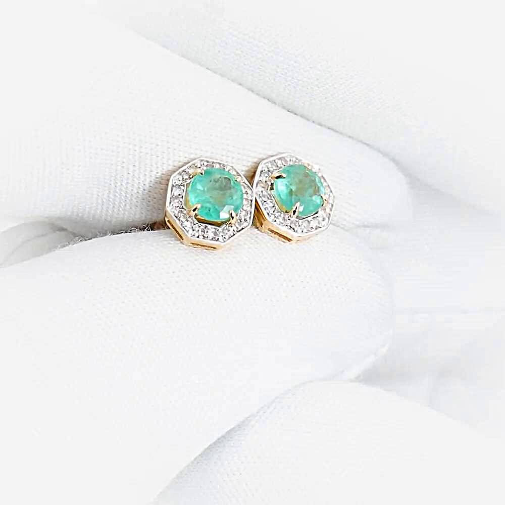 Серьги с изумрудами и бриллиантами из красного золота 585 пробы Серьги с изумрудами и бриллиантами из красного золота 585 пробы