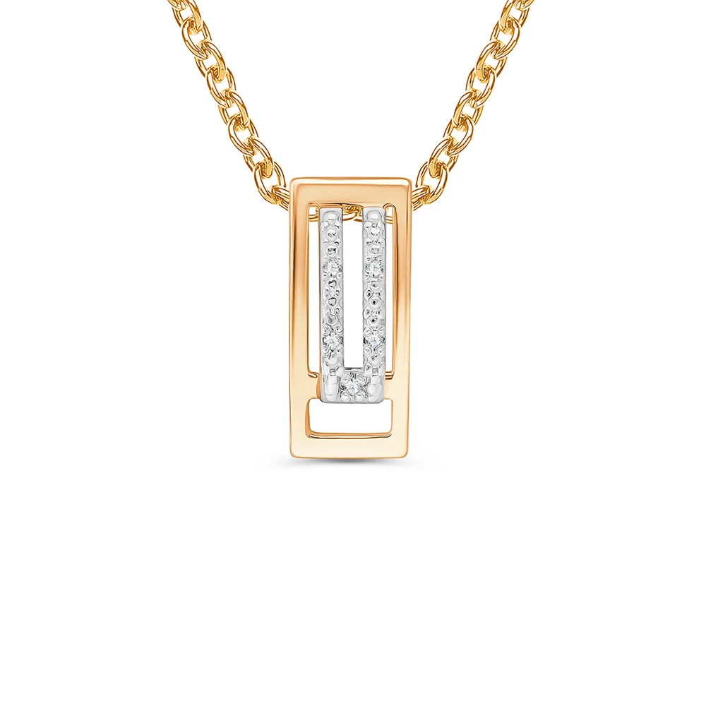 Подвес с бриллиантами из красного золота 585 пробы