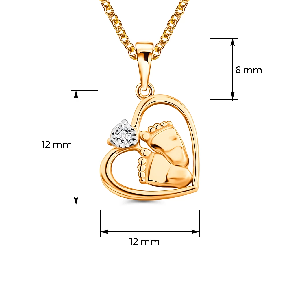 Подвес с бриллиантом из красного золота 585 пробы