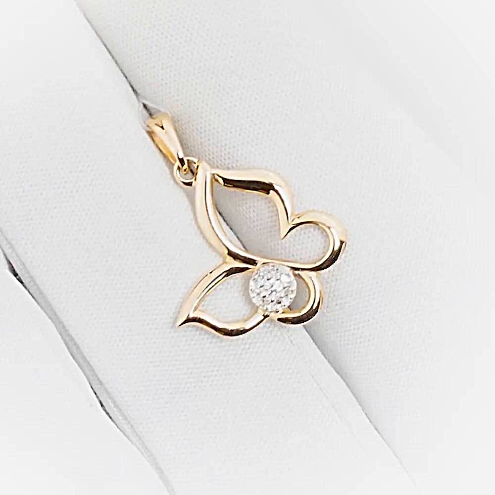 Подвес  Бабочка с бриллиантами из красного золота 585 пробы 1