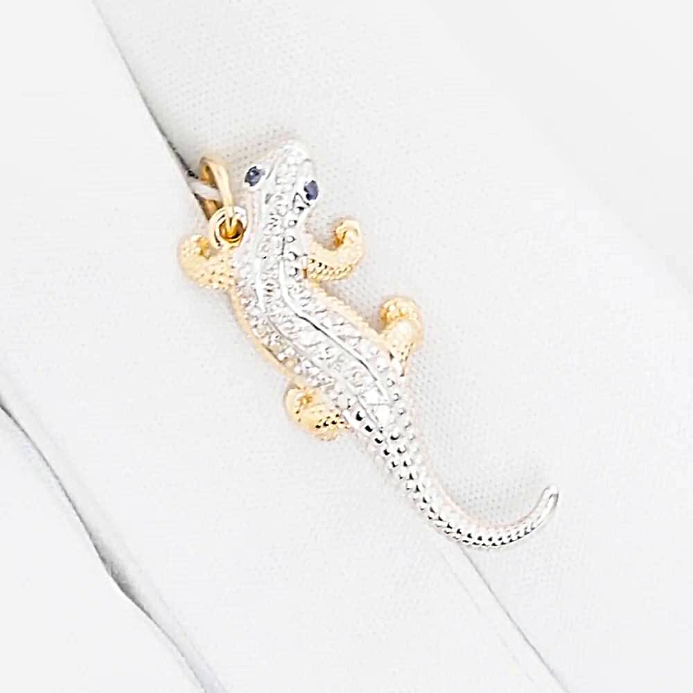 Подвес  Ящерица с сапфирами и бриллиантами из красного золота 585 пробы 1