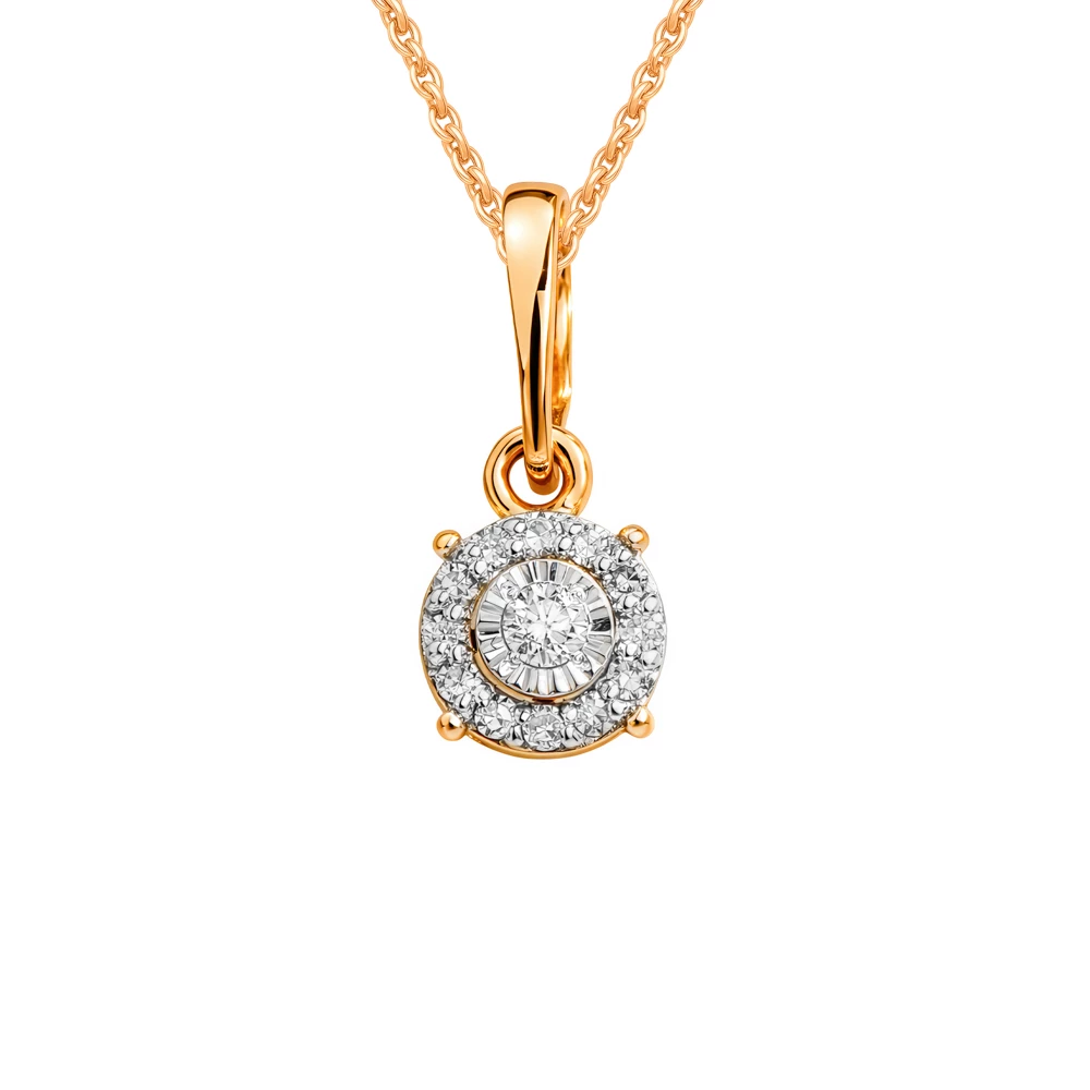 Подвес с бриллиантами из красного золота 585 пробы