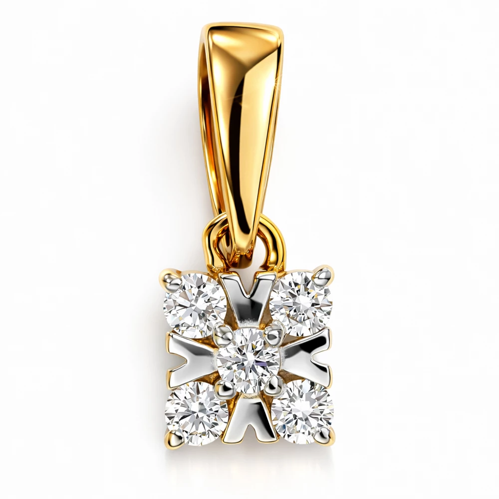 Подвес с бриллиантами из красного золота 585 пробы