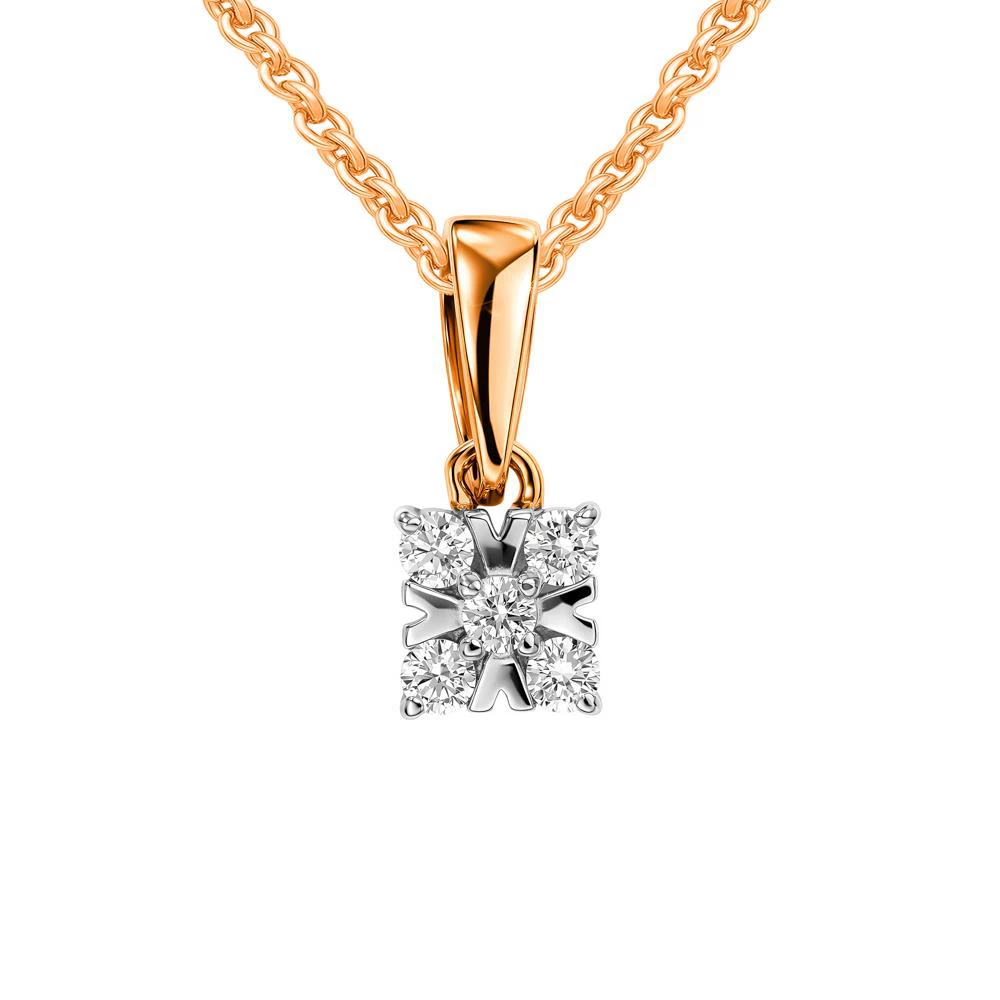 Подвес с бриллиантами из красного золота 585 пробы