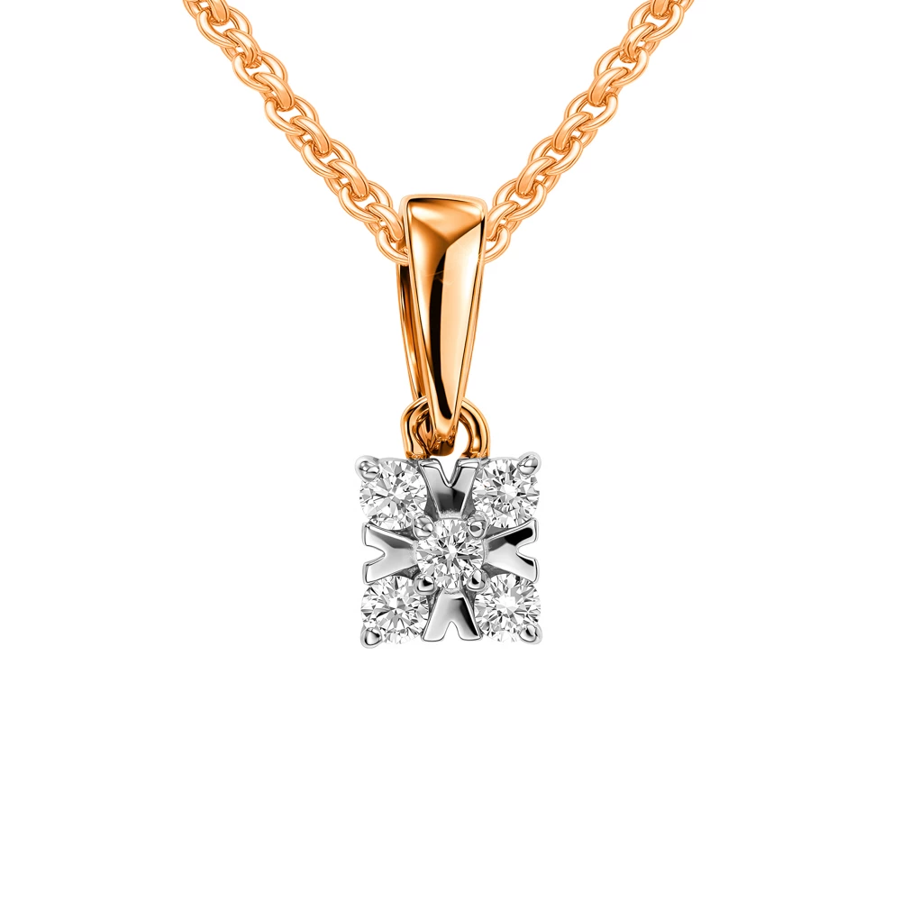 Подвес с бриллиантами из красного золота 585 пробы