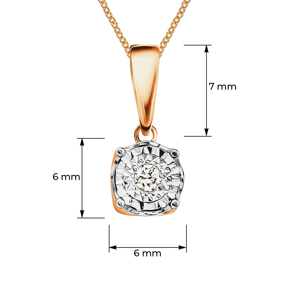 Подвес с бриллиантом из красного золота 585 пробы