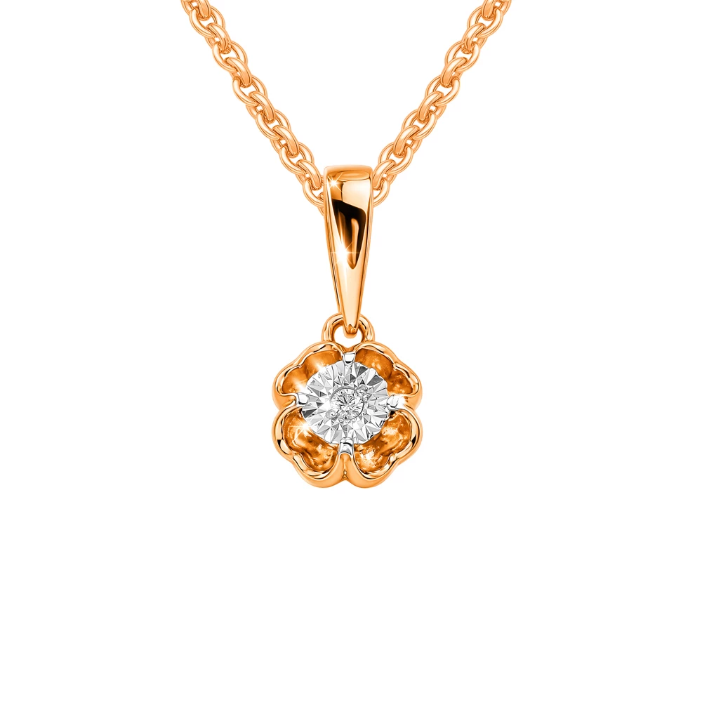 Подвес с бриллиантом из красного золота 585 пробы