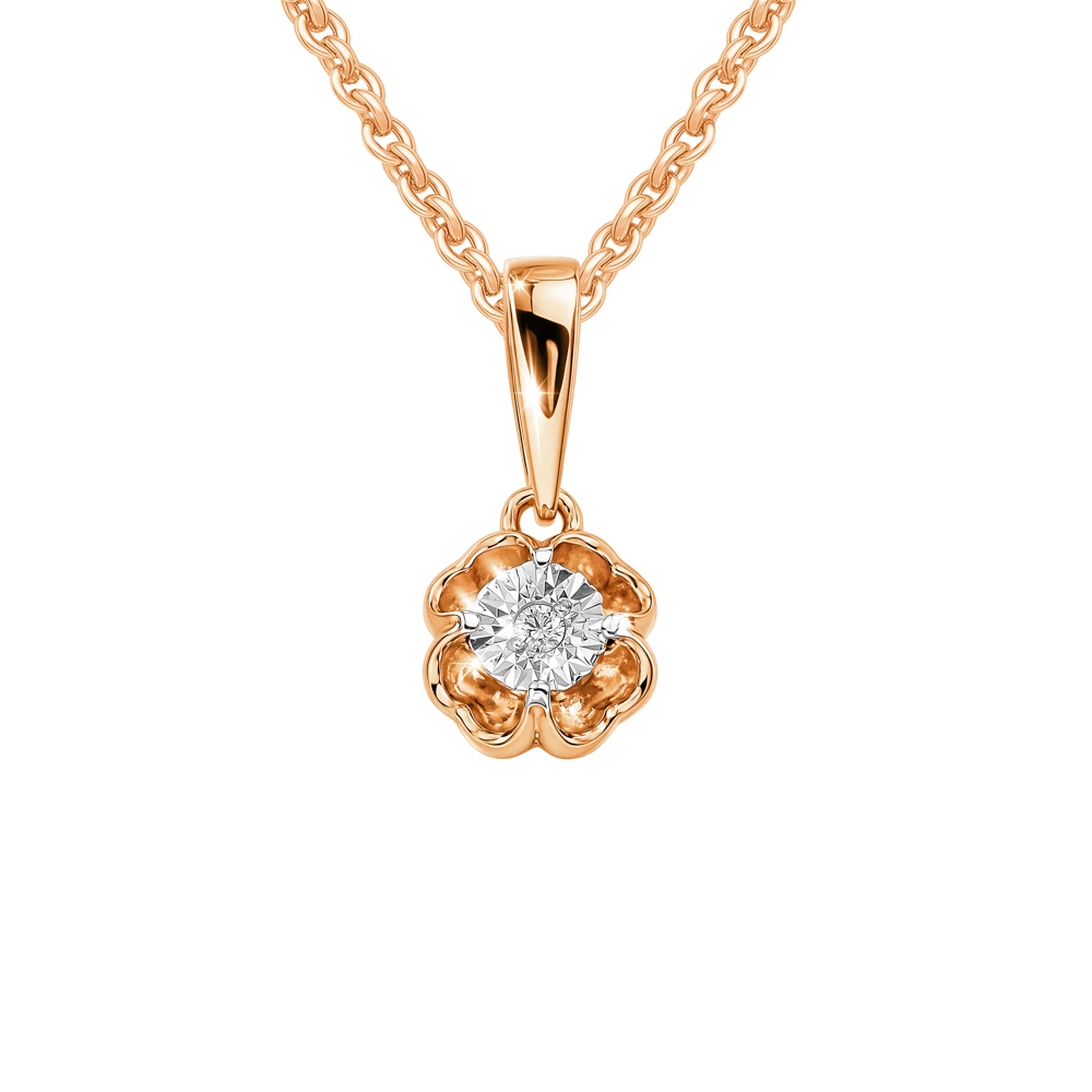 Подвес с бриллиантом из красного золота 585 пробы