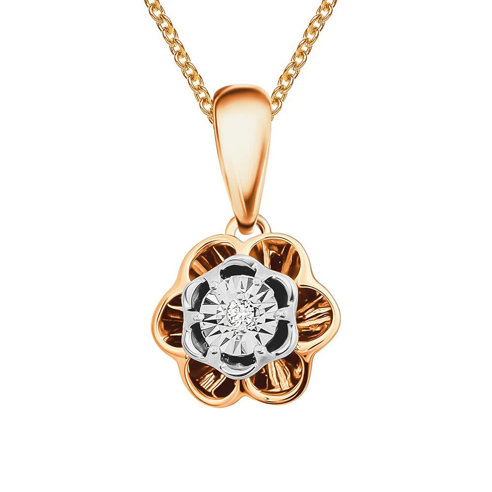 Подвес с бриллиантом из красного золота 585 пробы