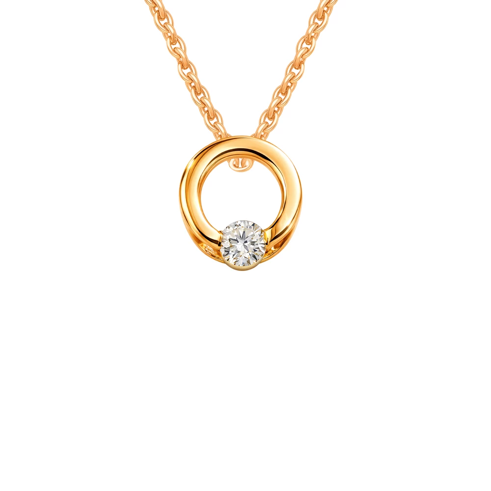 Подвес с бриллиантом из красного золота 585 пробы