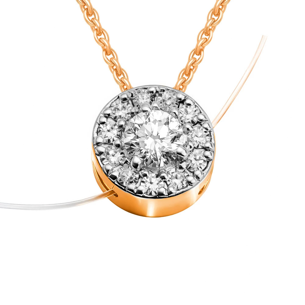 Подвес с бриллиантами из красного золота 585 пробы