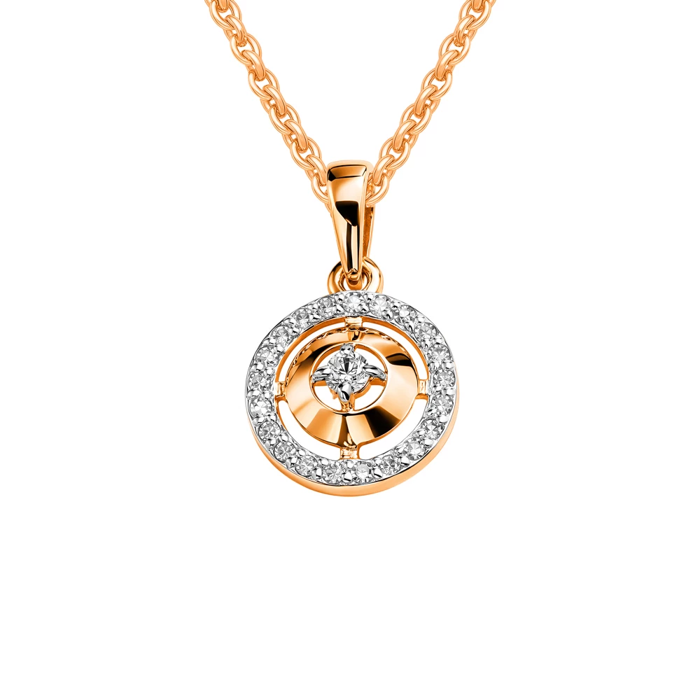 Подвес с бриллиантами из красного золота 585 пробы