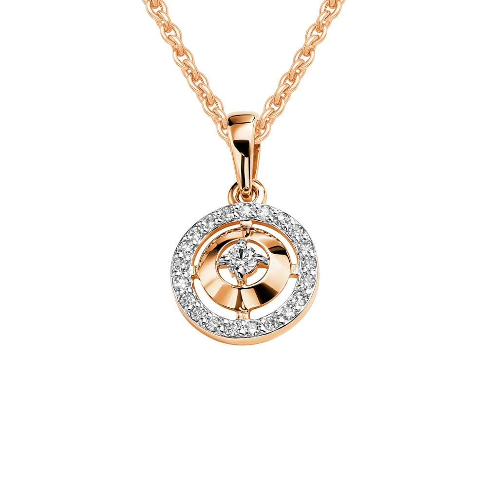 Подвес с бриллиантами из красного золота 585 пробы