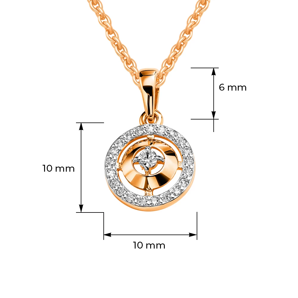 Подвес с бриллиантами из красного золота 585 пробы