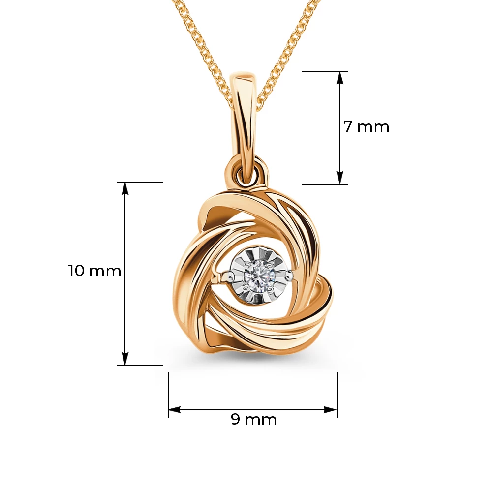 Подвес с бриллиантом из красного золота 585 пробы