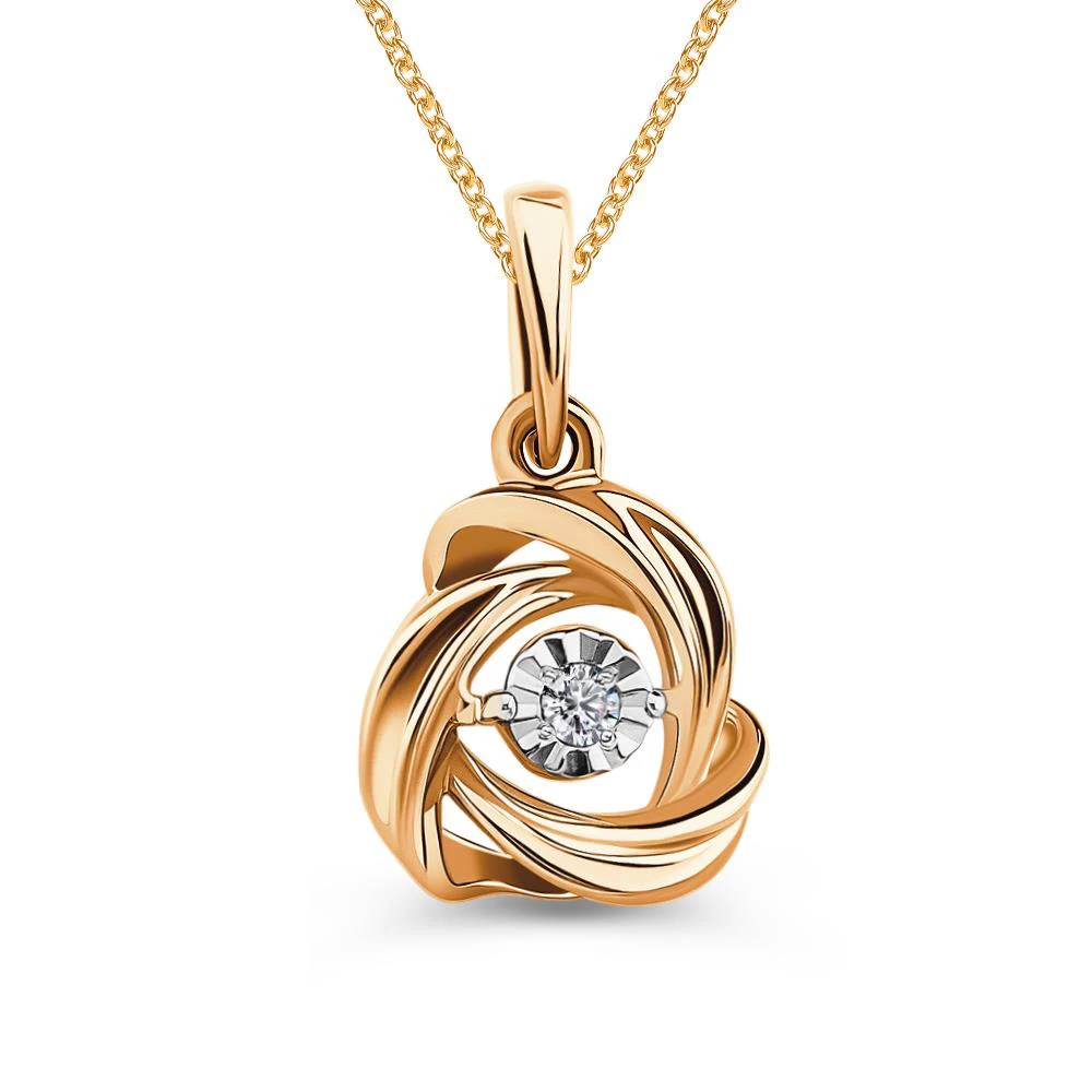 Подвес с бриллиантом из красного золота 585 пробы