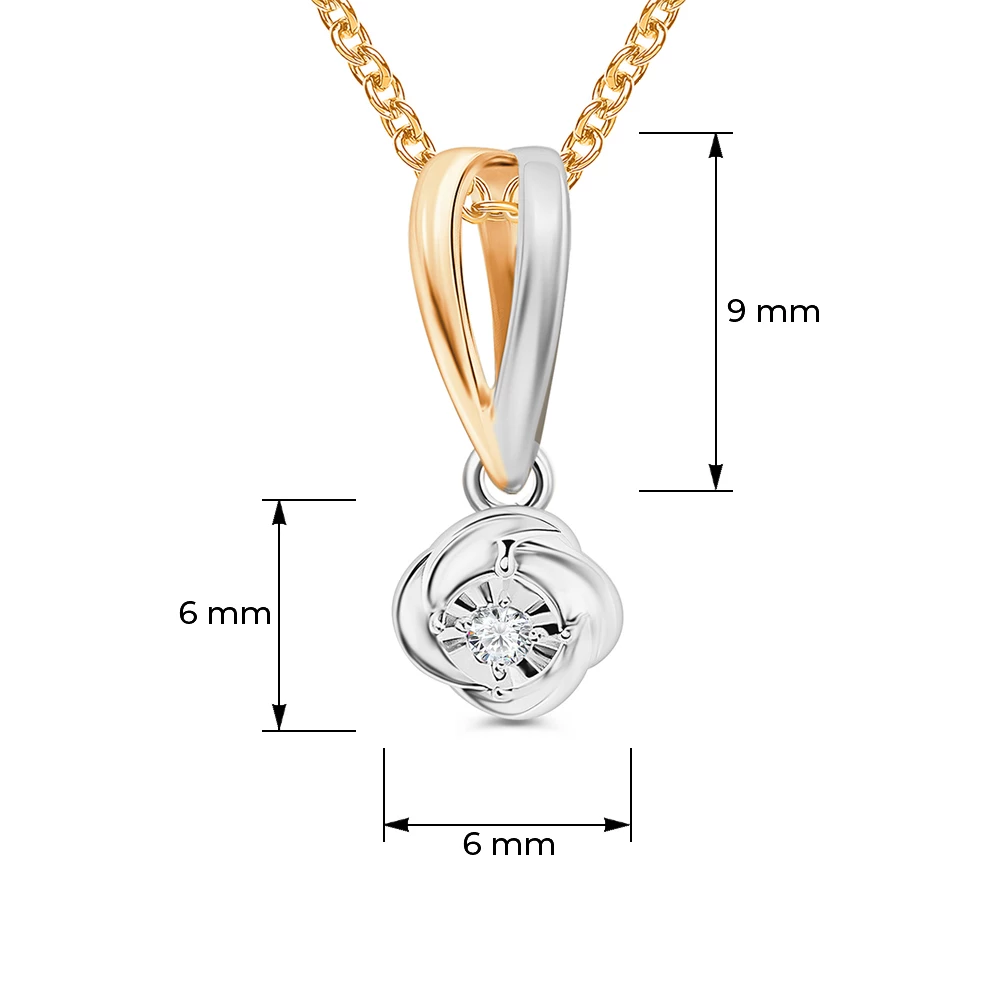 Подвес с бриллиантом из красного золота 585 пробы