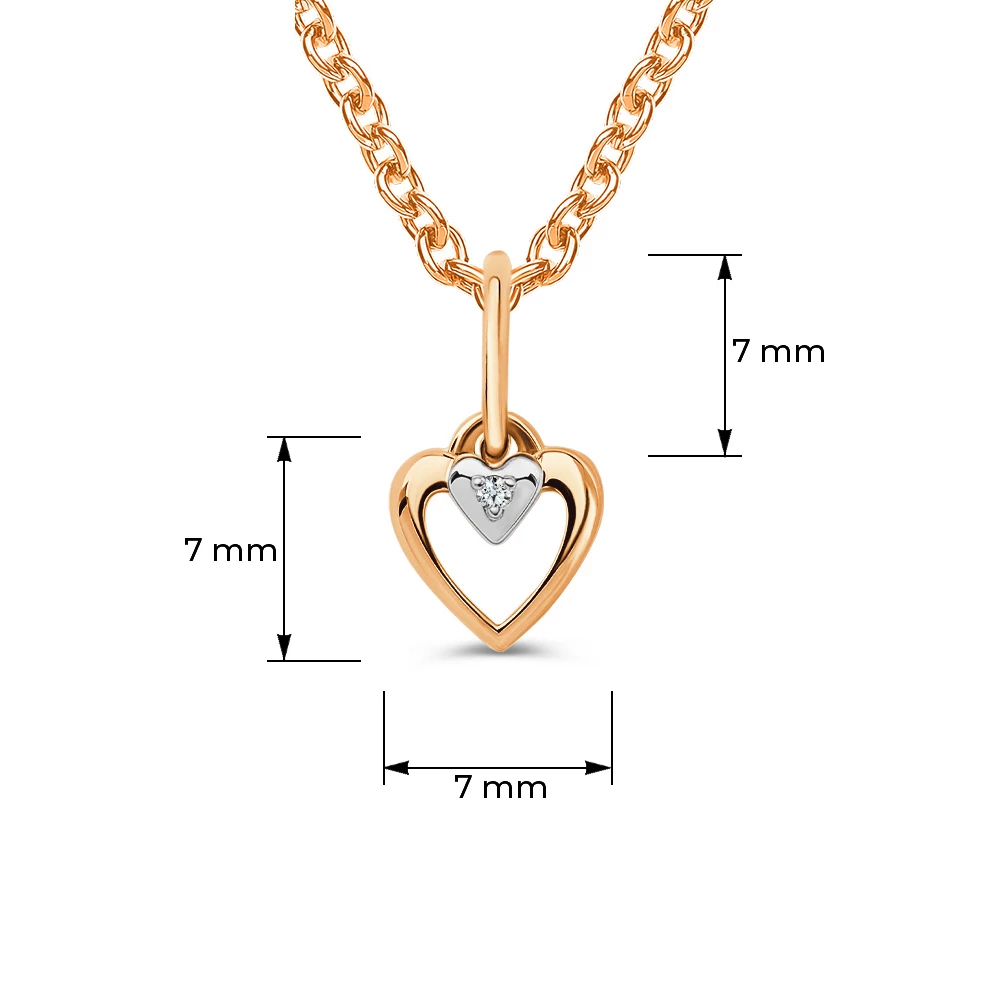 Подвес с бриллиантом из красного золота 585 пробы