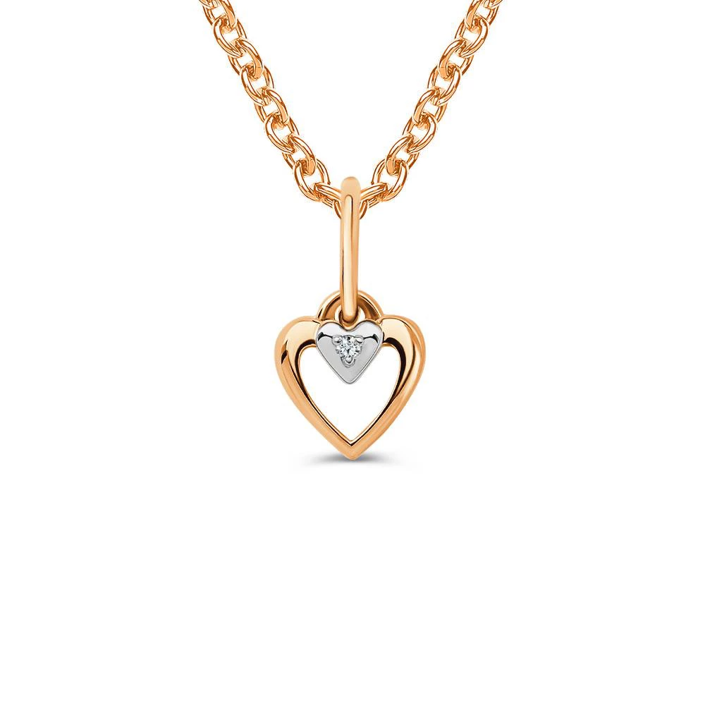 Подвес с бриллиантом из красного золота 585 пробы