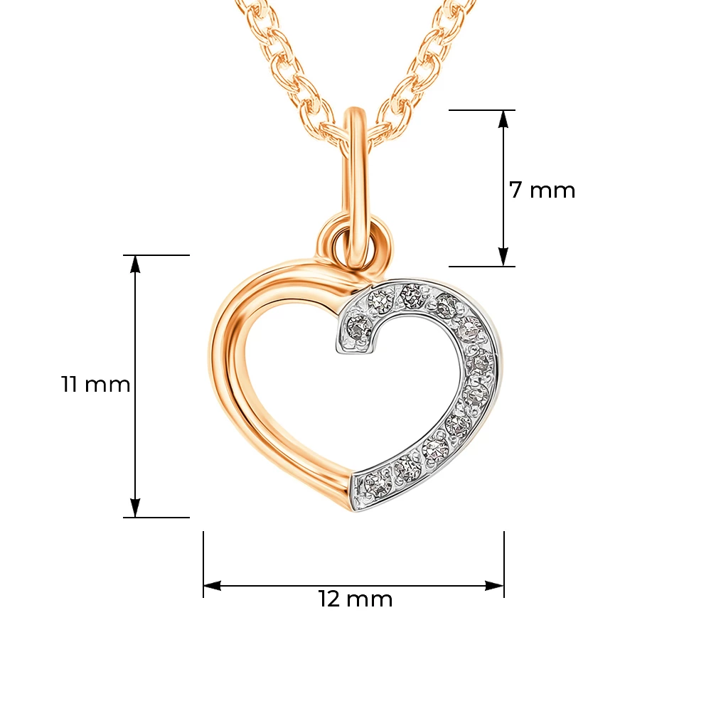 Подвес с бриллиантами из красного золота 585 пробы