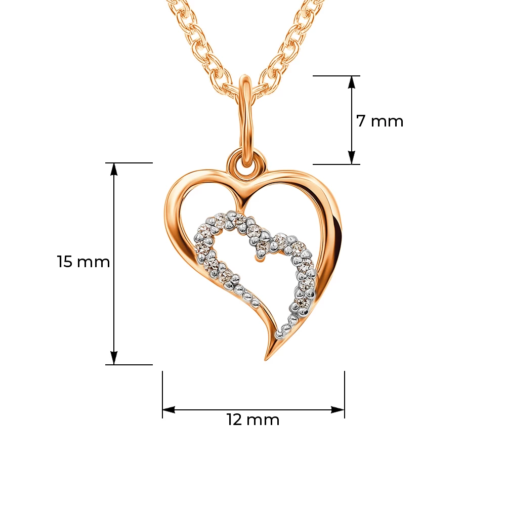 Подвес с бриллиантами из красного золота 585 пробы