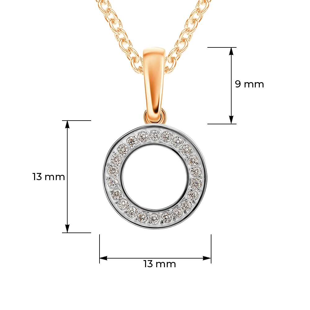 Подвес с бриллиантами из красного золота 585 пробы