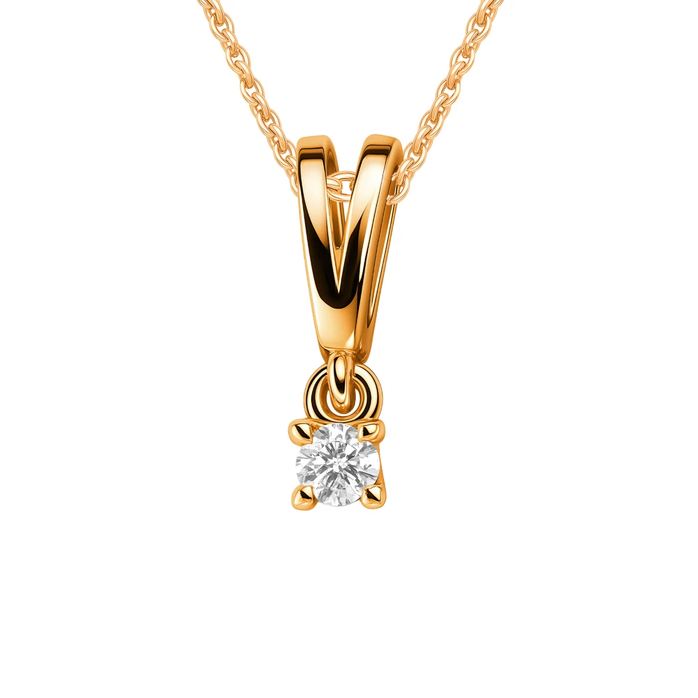 Подвес с бриллиантом из красного золота 585 пробы