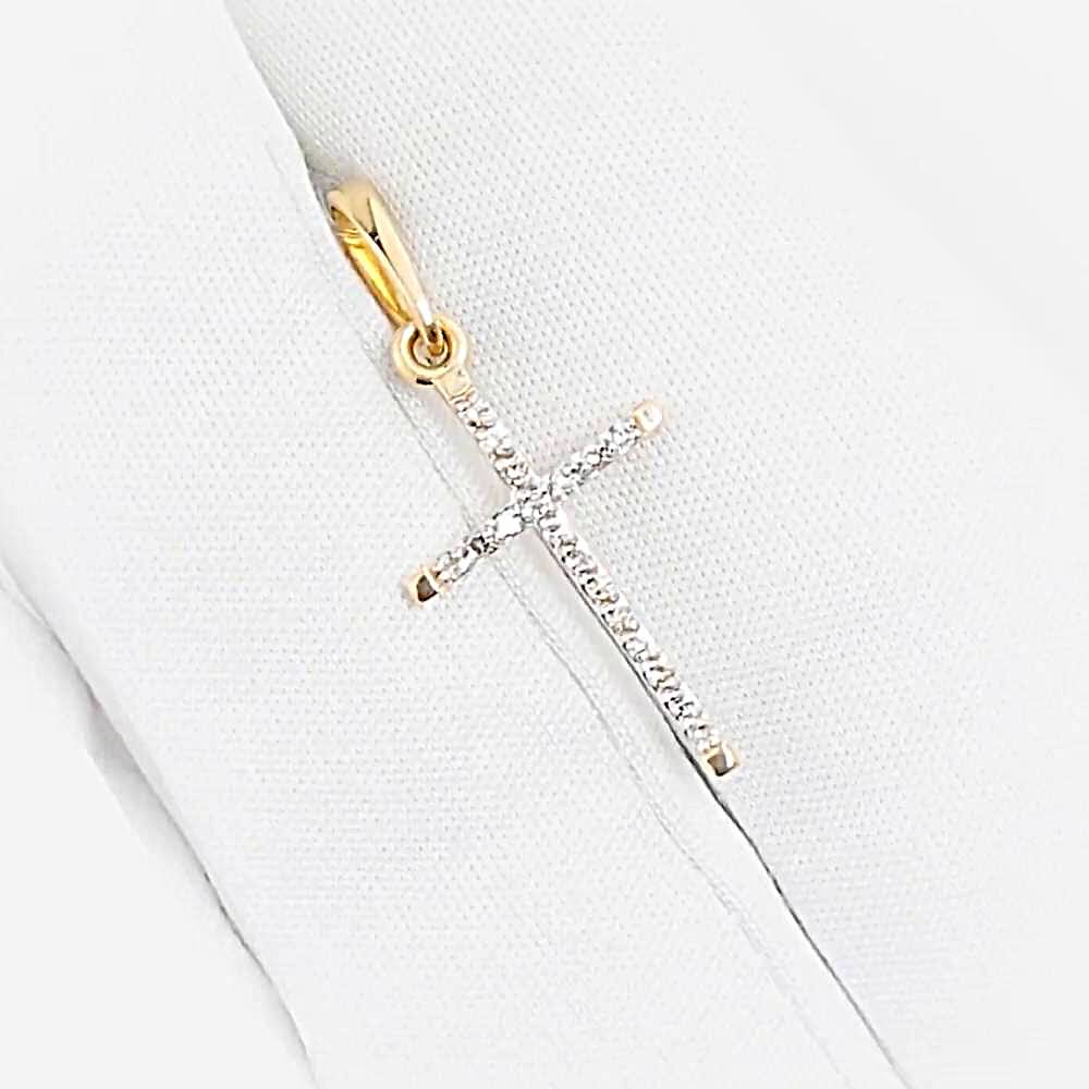 Крестик с бриллиантами из красного золота 585 пробы 1