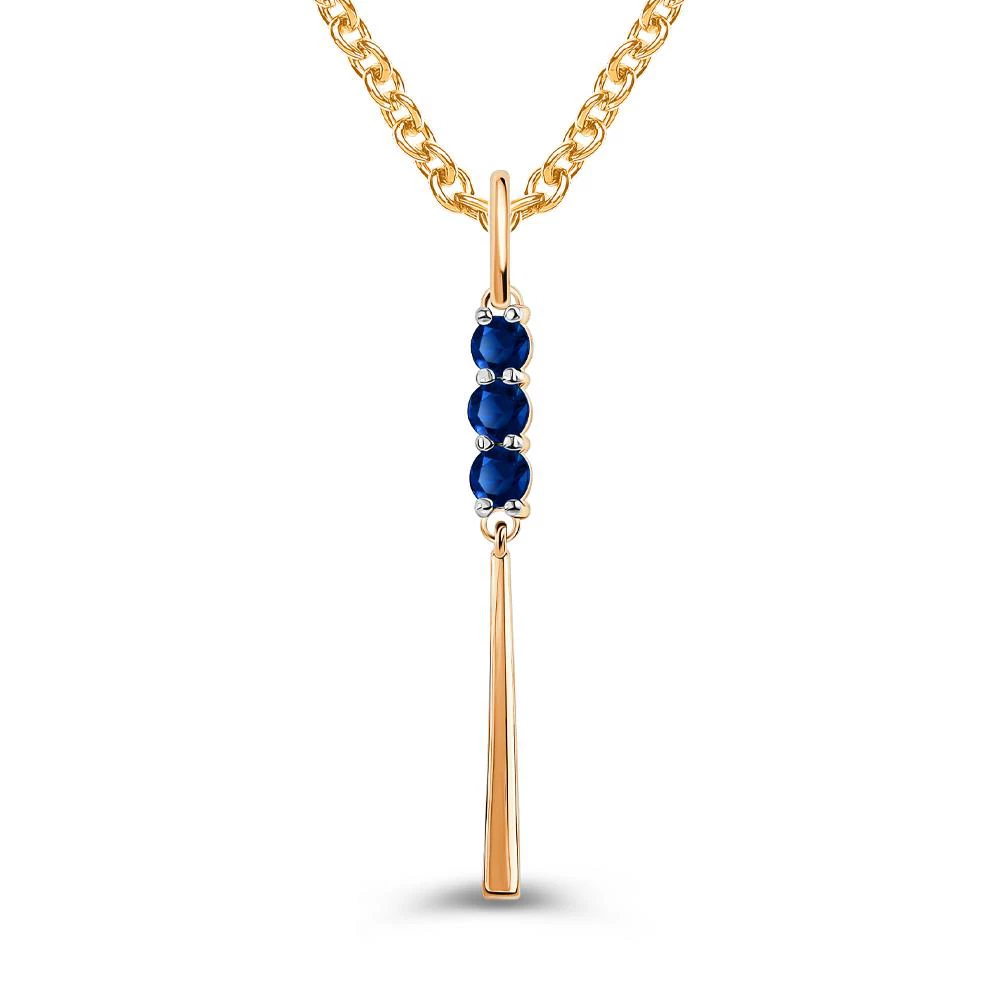 Подвес с сапфирами синтетическими из красного золота 375 пробы