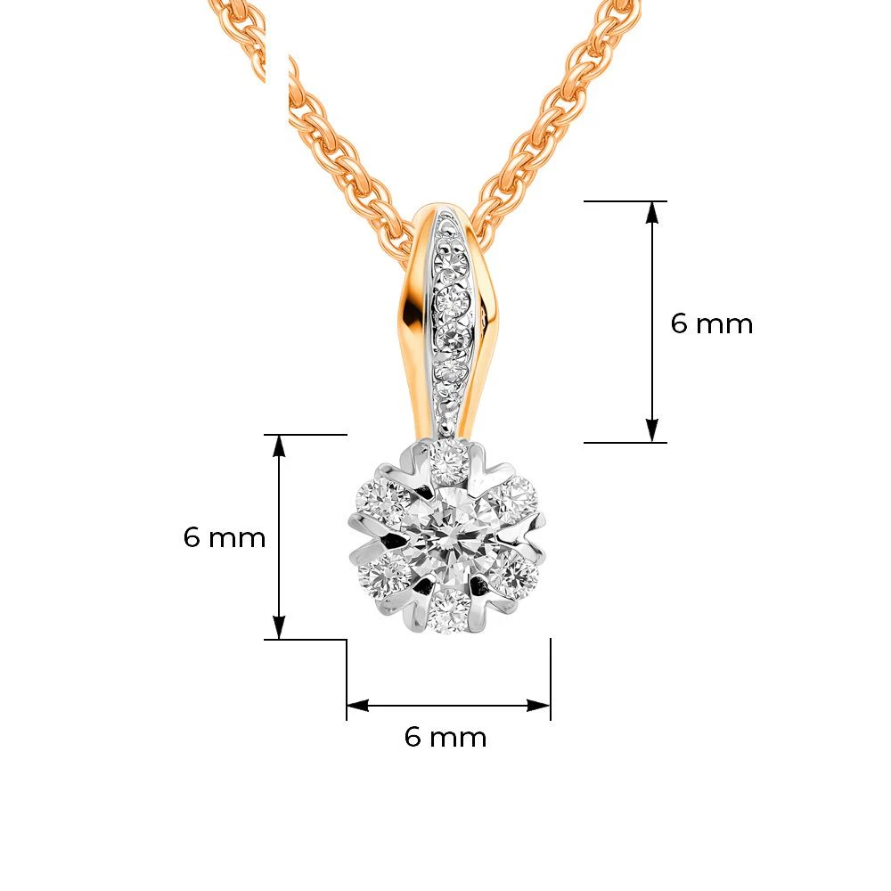 Подвес с бриллиантами из красного золота 585 пробы