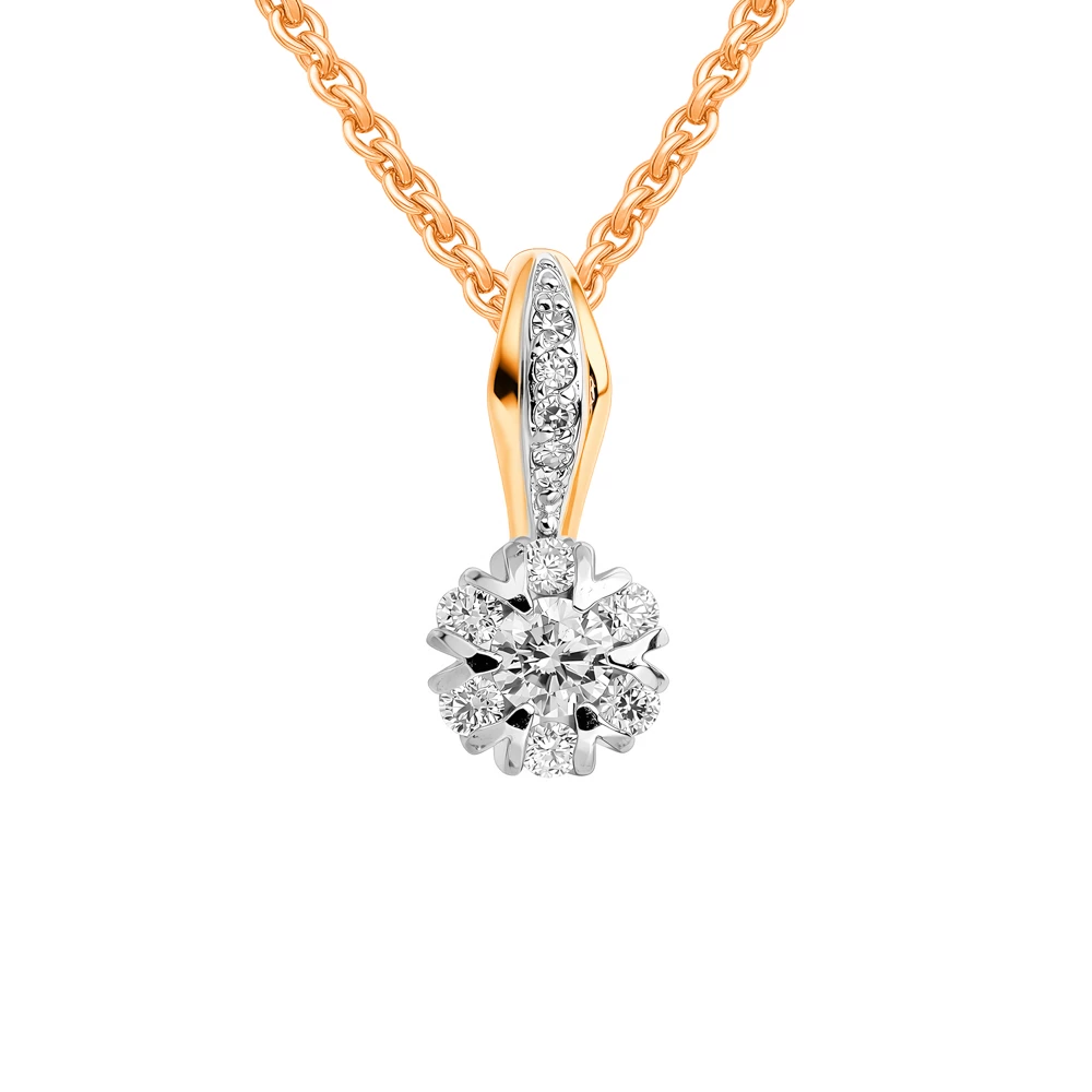 Подвес с бриллиантами из красного золота 585 пробы