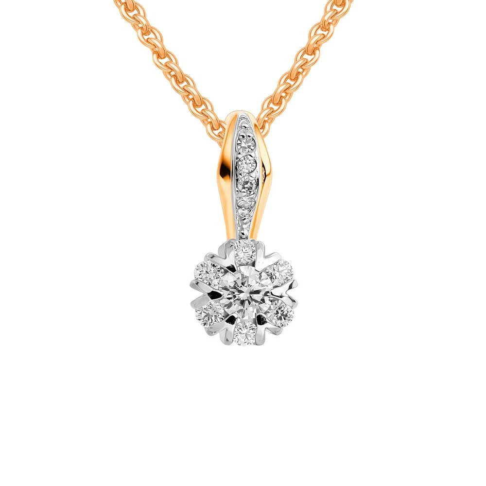 Подвес с бриллиантами из красного золота 585 пробы