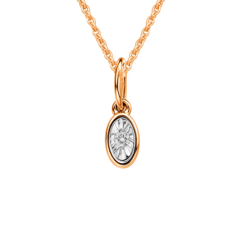 Подвес с бриллиантом из красного золота 585 пробы