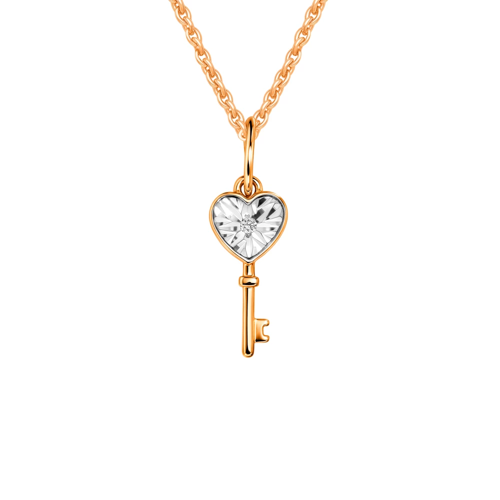 Подвес с бриллиантом из красного золота 585 пробы