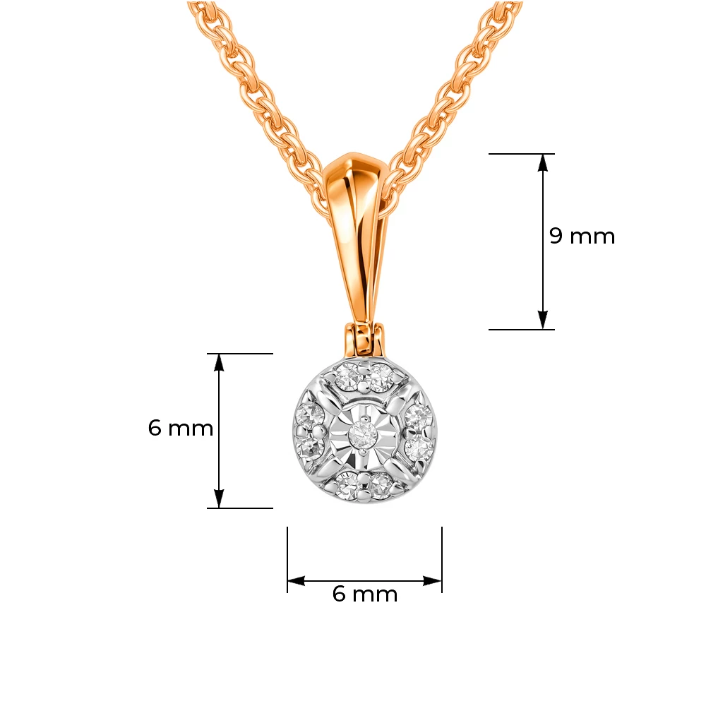 Подвес с бриллиантами из красного золота 585 пробы