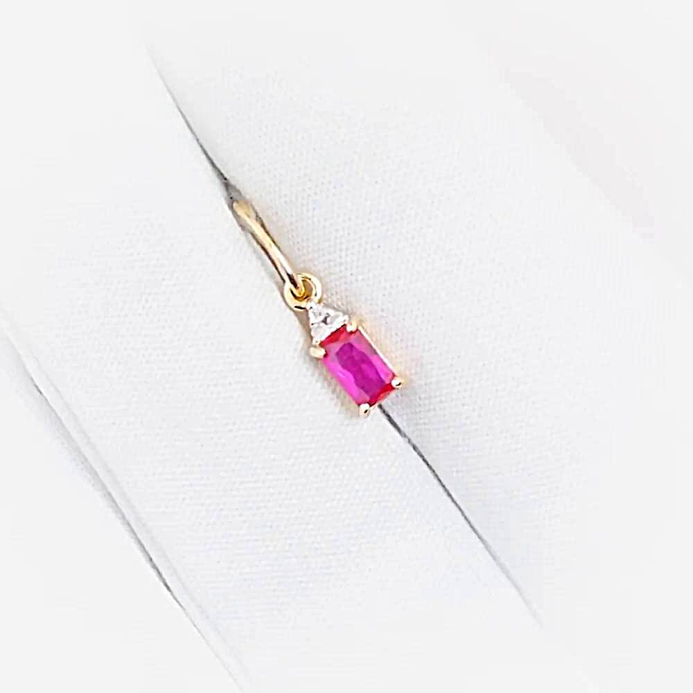 Подвес с рубином синтетическим и бриллиантами из красного золота 585 пробы