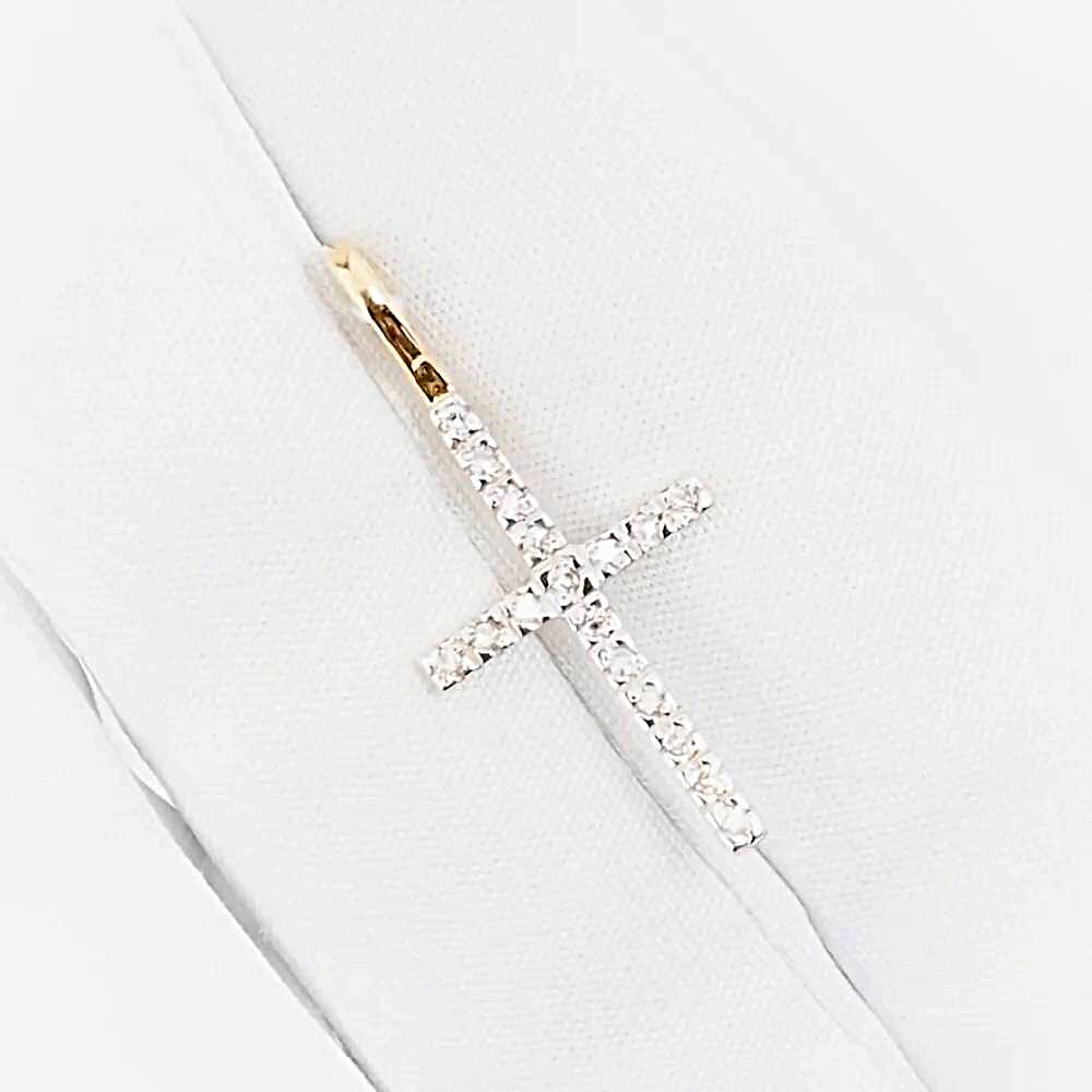 Крестик с бриллиантами из красного золота 585 пробы