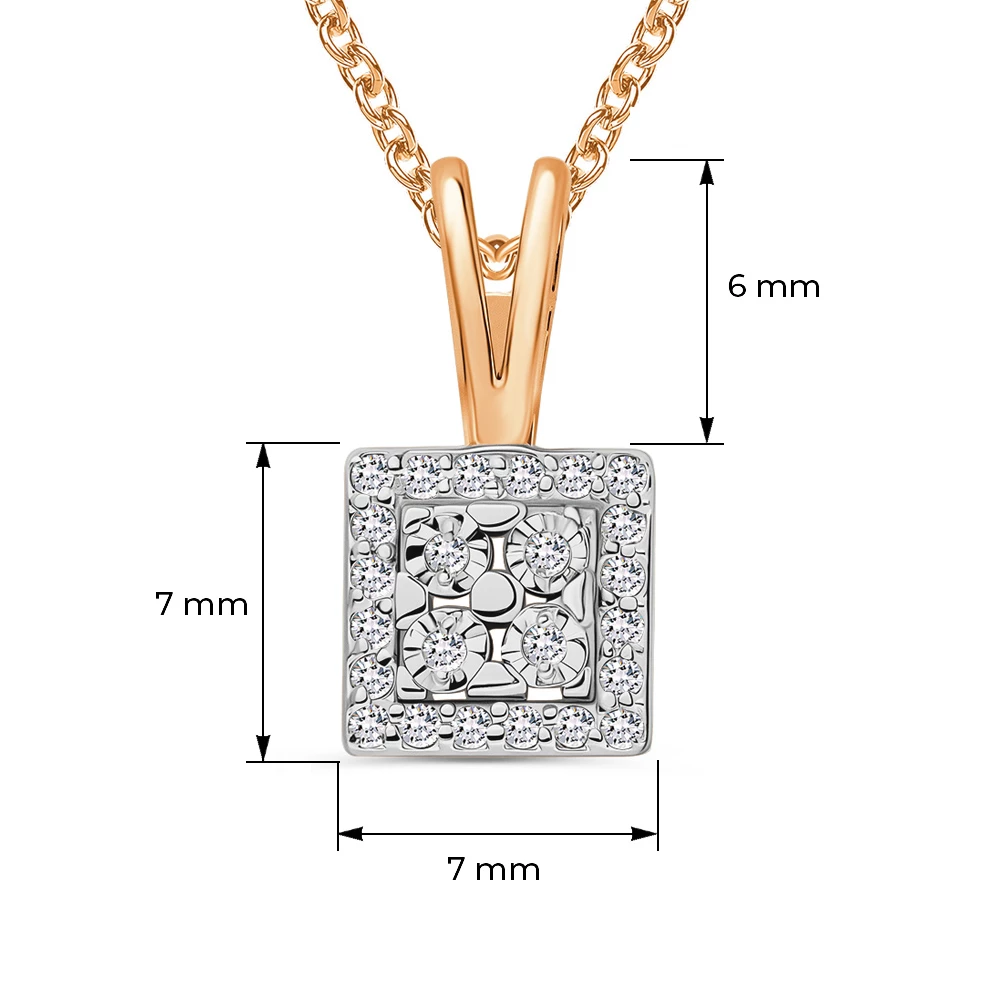 Подвес с бриллиантами из красного золота 585 пробы