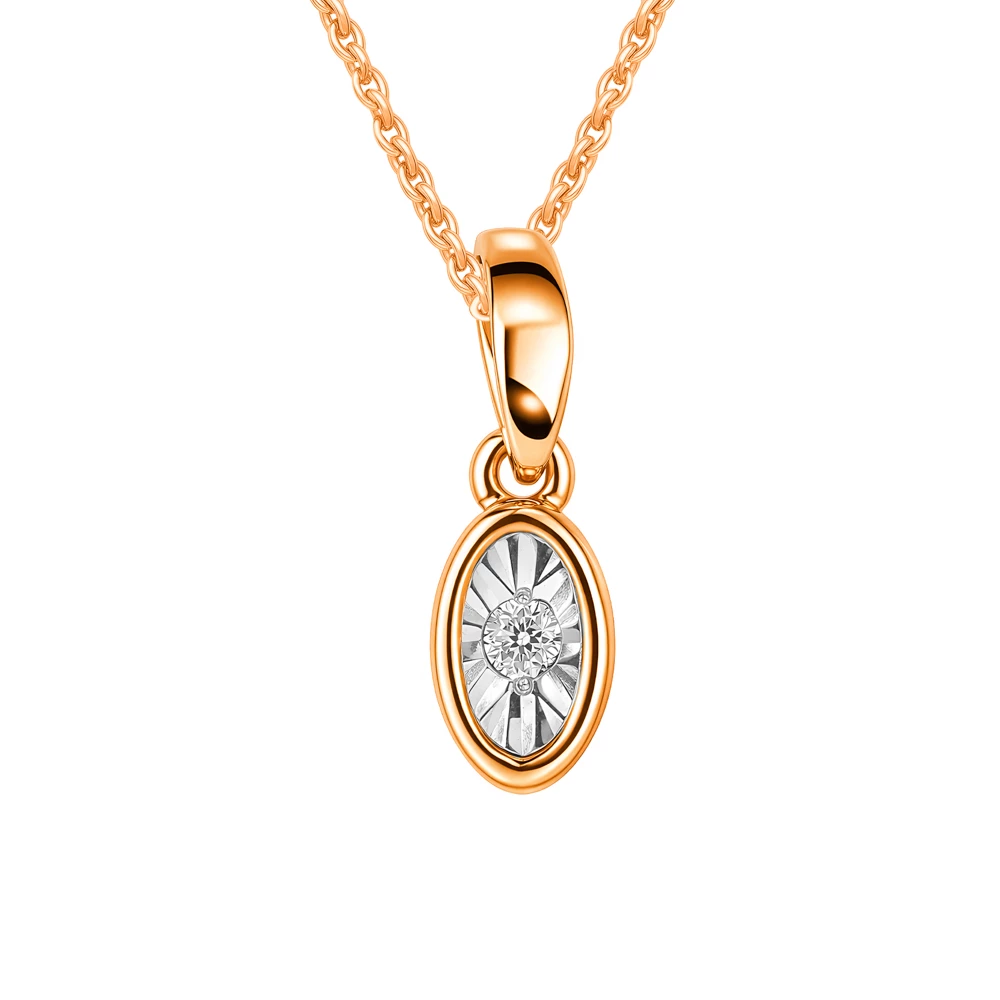 Подвес с бриллиантом из красного золота 585 пробы